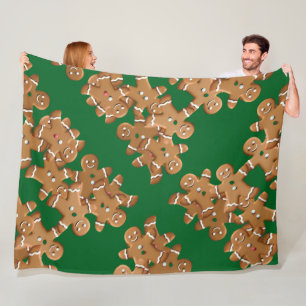 Gingerbread Man Christmas Cookie Holiday Baking Fleece Blanket