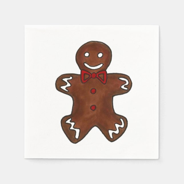 Gingerbread Man Christmas Cookie Napkins (Front)