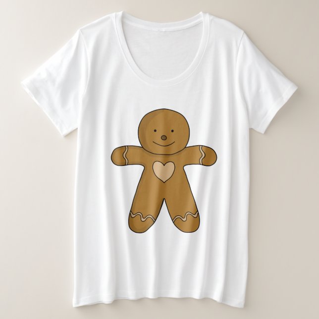 GingerBread Man Christmas Cookie Plus Size T-Shirt (Design Front)