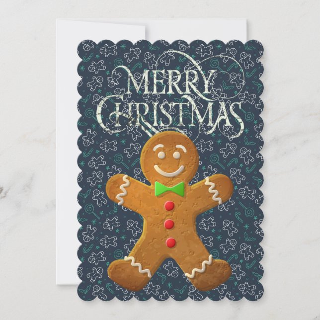 GingerBread Man Christmas Falt Card (Front)