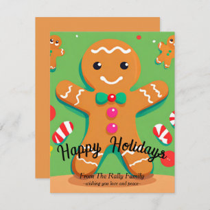 Gingerbread Man Christmas Flat Holiday Card