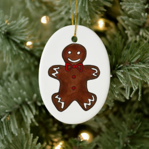 Gingerbread Man Christmas Holiday Baking Cookies Ceramic Tree Decoration