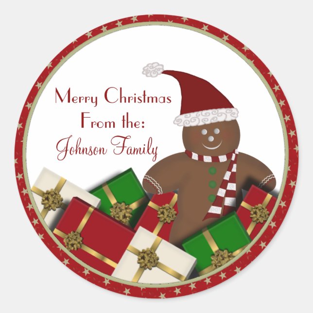 Gingerbread Man Christmas Labels (Front)