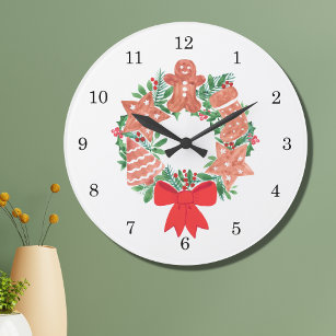 Gingerbread Man Christmas Large Clock