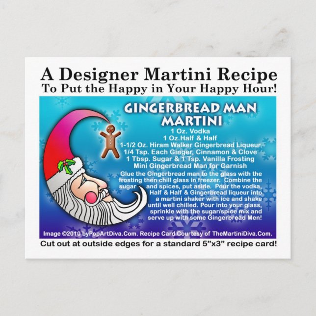 Gingerbread Man Christmas Martini Recipe Postcard (Front)