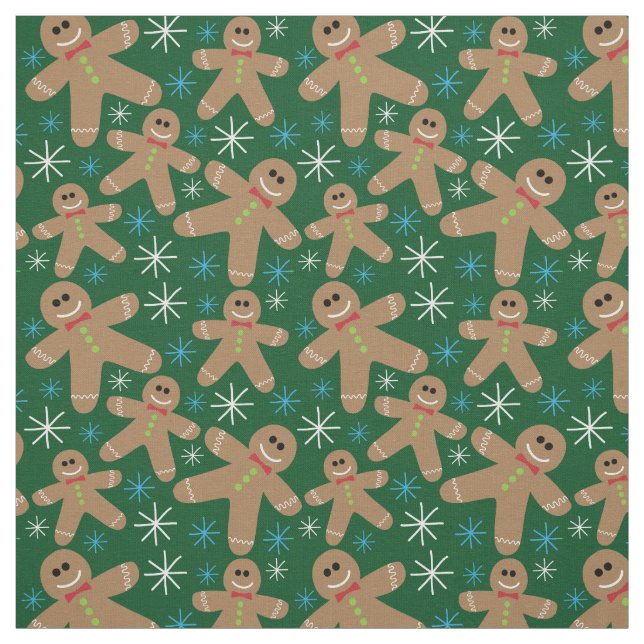 Gingerbread Man Christmas Pattern Fabric (Swatch)