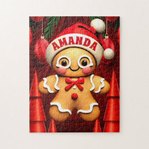 Gingerbread Man Christmas Personalised Kids Jigsaw Puzzle