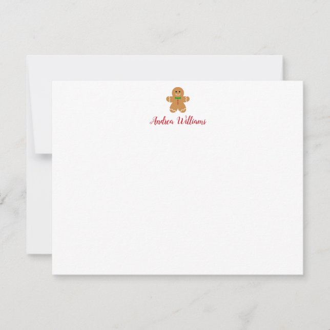 Gingerbread Man Christmas Personalised Stationery Card (Front)