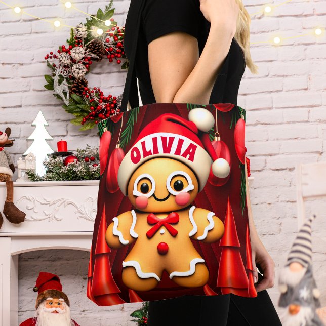 Gingerbread Man Christmas Personalised Women's Tote Bag (Creator Uploaded)