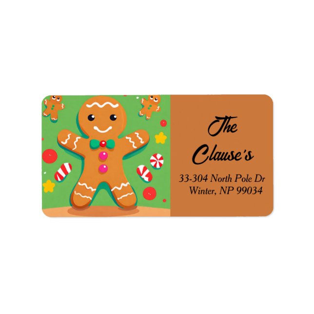 Gingerbread Man Christmas Return Address Label (Front)