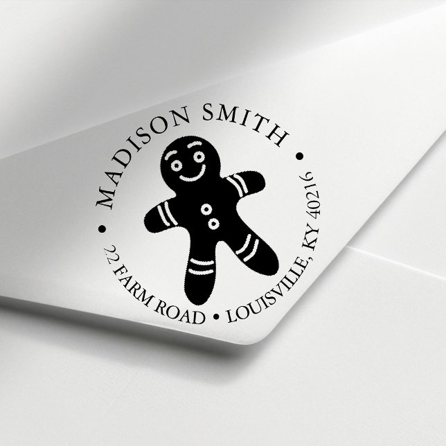 Gingerbread Man Christmas Return Address Self-inking Stamp (Creator Uploaded)