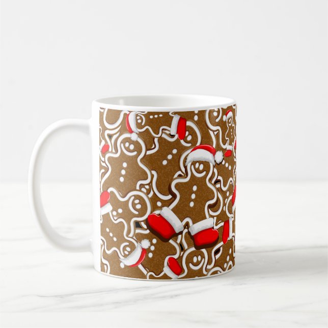 Gingerbread Man Christmas Santa Claus Coffee Mug (Left)