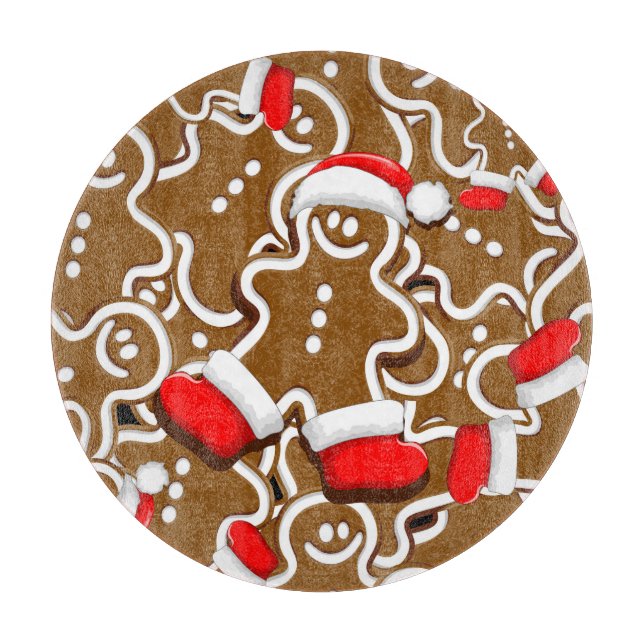 Gingerbread Man Christmas Santa Claus Cutting Board (Front)