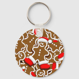 Gingerbread Man Christmas Santa Claus Key Ring