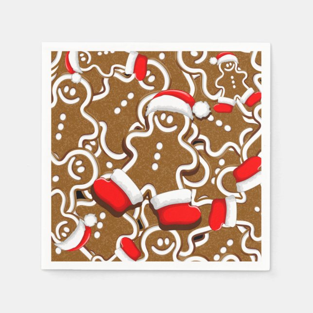 Gingerbread Man Christmas Santa Claus Napkin (Front)