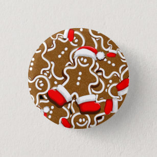 Gingerbread Man Christmas Santa Claus Throw Pillow 3 Cm Round Badge
