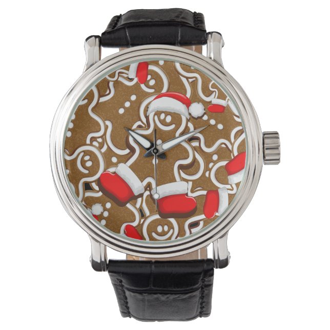 Gingerbread Man Christmas Santa Claus Throw Pillow Watch (Front)