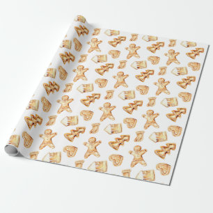 Gingerbread Man, Christmas Tree, Heart Pattern Wrapping Paper