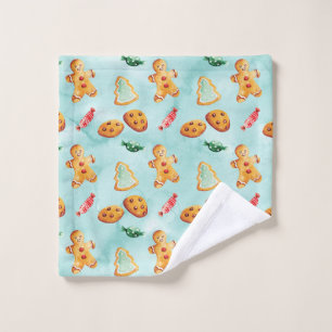 Gingerbread Man Christmas Tree Pattern Wash Cloth