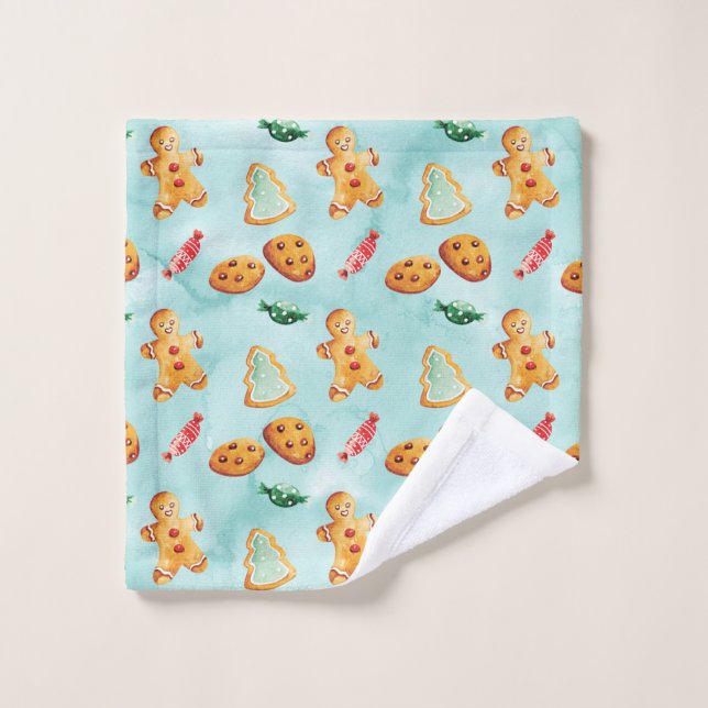 Gingerbread Man Christmas Tree Pattern Wash Cloth (Wash Cloth)