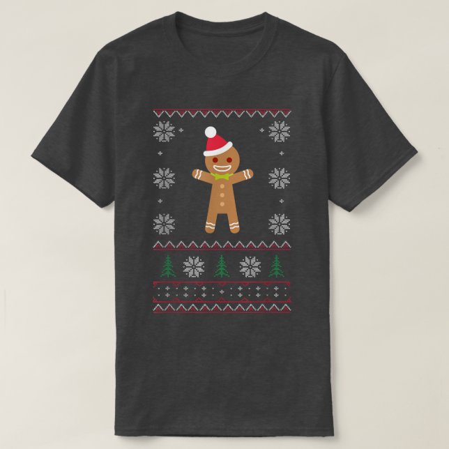 Gingerbread Man ChristmasUgly Sweater Tees  (Design Front)