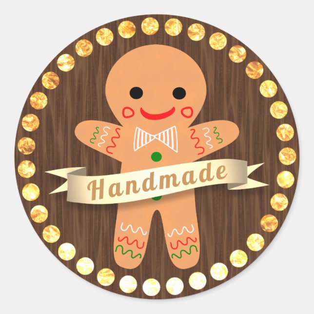 Gingerbread Man Classic Round Sticker (Front)