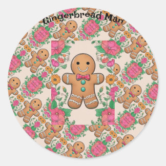 Gingerbread Man Classic Round Sticker