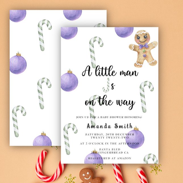 Gingerbread Man Cookie Christmas Baby Shower Invitation (Creator Uploaded)