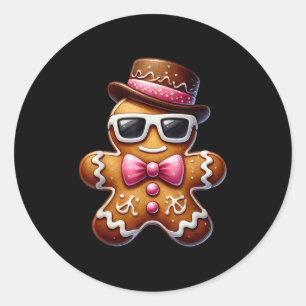 Gingerbread Man Cookie Christmas Nk Coquette Xmas  Classic Round Sticker