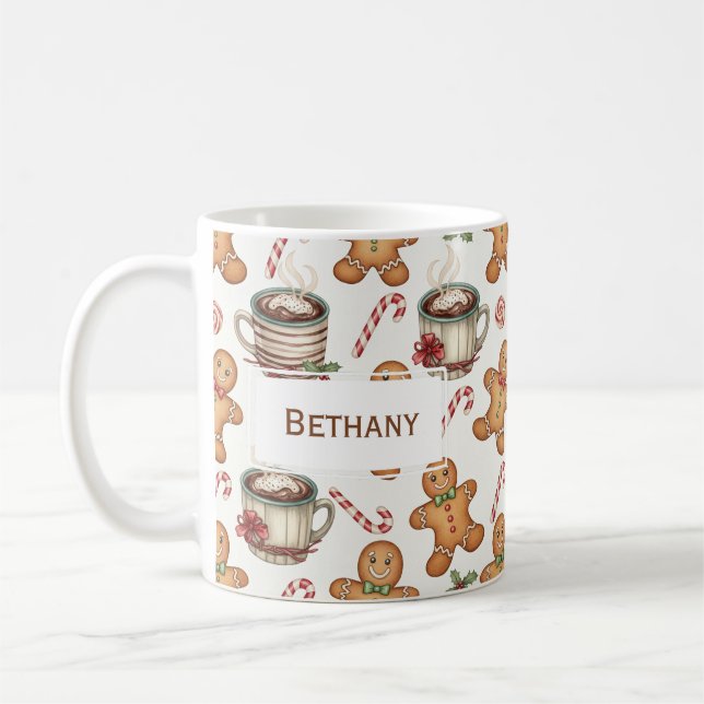 Gingerbread man cookie Hot Chocolate Holiday gift  Coffee Mug (Left)