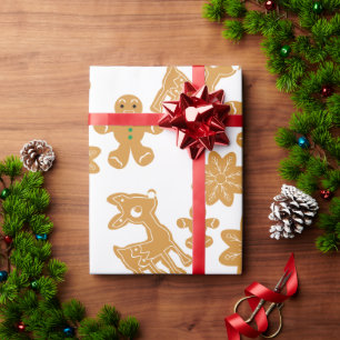 Gingerbread Man Cookie Pattern Christmas Wrapping Paper