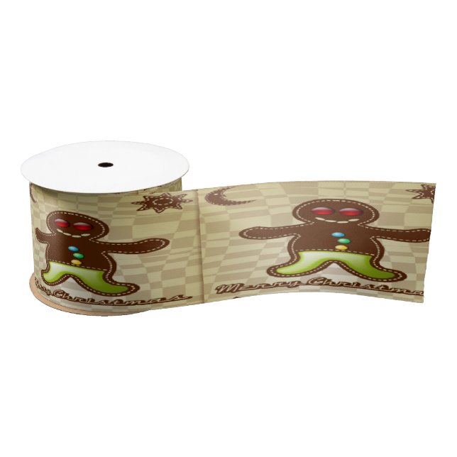 Gingerbread man cookie satin ribbon (Spool)