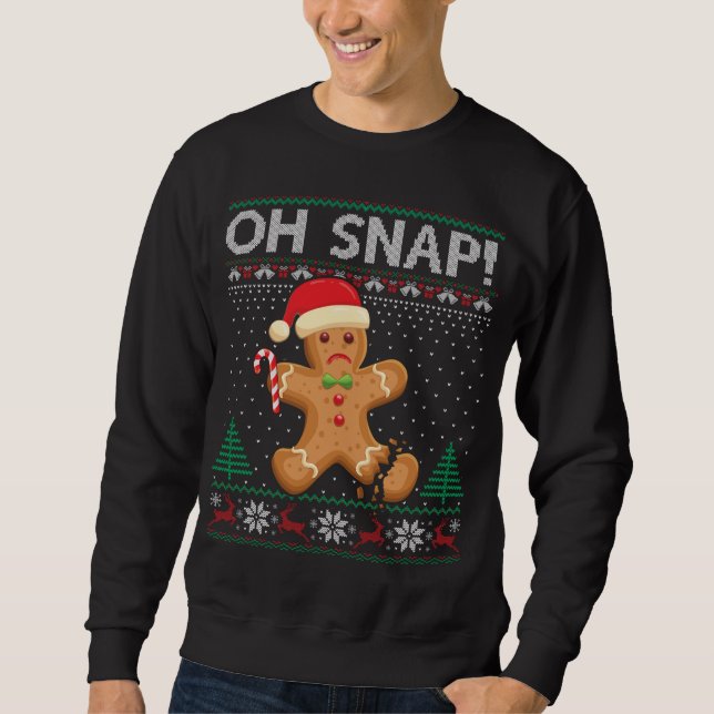 Gingerbread Man Cookie Ugly Sweater Oh Snap Christ (Front)