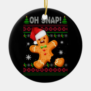 Gingerbread Man Cookie Ugly Sweater Oh Snap Merry  Ceramic Tree Decoration