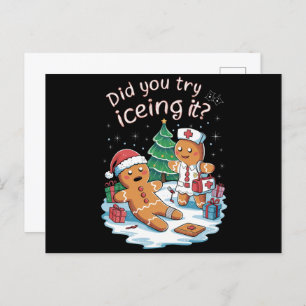 Gingerbread Man Cookie Ugly Sweater Oh Snap Xmas Holiday Postcard