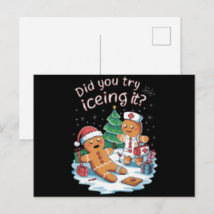 Gingerbread Man Cookie Ugly Sweater Oh Snap Xmas Holiday Postcard