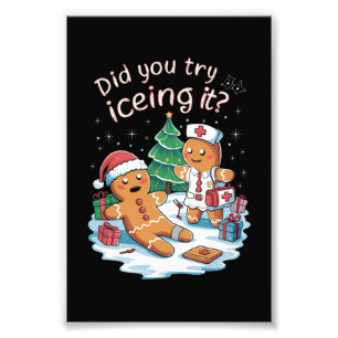 Gingerbread Man Cookie Ugly Sweater Oh Snap Xmas Photo Print