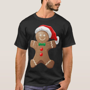 Gingerbread Man Cookie With Santa Claus Hat Christ T-Shirt