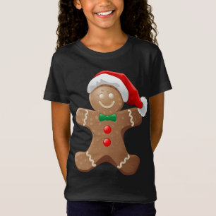 Gingerbread Man Cookie With Santa Claus Hat Christ T-Shirt