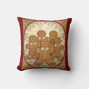 Gingerbread Man Cookies Christmas Art Nouveau  Cushion