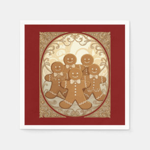 Gingerbread Man Cookies Christmas Art Nouveau Napkin