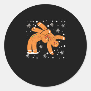 Gingerbread man cookies Christmas Funny fight Classic Round Sticker