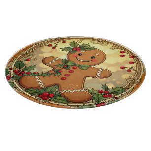 Gingerbread Man Cookies Festive Christmas Cutting Board