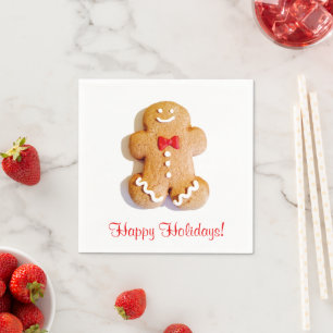 Gingerbread Man Cookies Holidays Xmas Napkin