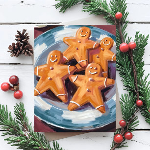 Gingerbread Man Cookies Merry Christmas Holiday Card