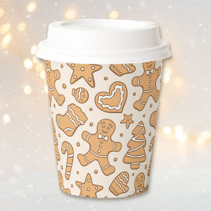 Gingerbread Man Cookies Neutral Christmas Beige Paper Cups