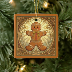 Gingerbread Man Cookies Vintage-Style Ceramic Ornament
