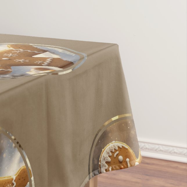 Gingerbread Man Cookies Whimsical Christmas Tablecloth (In Situ)