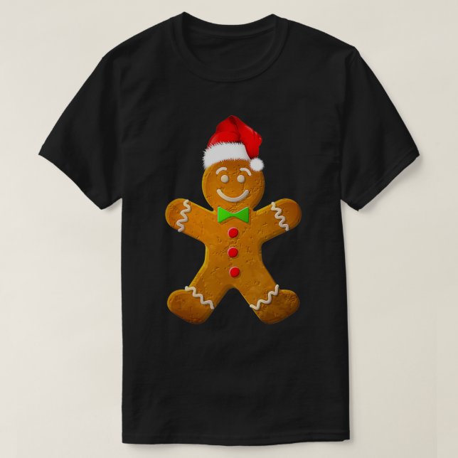 Gingerbread Man Costume Santa Claus Hat Christmas  T-Shirt (Design Front)