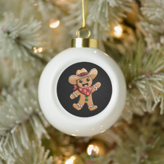 Gingerbread Man Cowboy Hat Bandanna Christmas Xmas Ceramic Ball Christmas Ornament